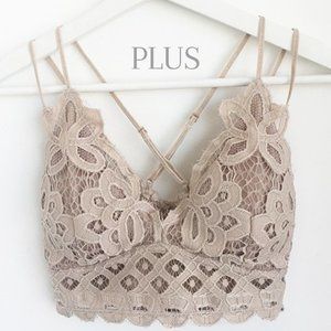 EDEN Plus Light Taupe Floral Padded Lace Bralette